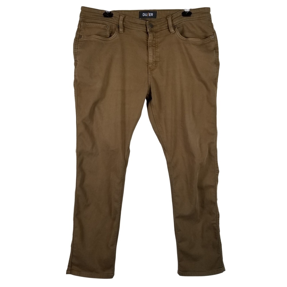 DU/ER N2X Relaxed Taper Pants Mens 38x30 Brown Performance Cotton Tencel Stretch